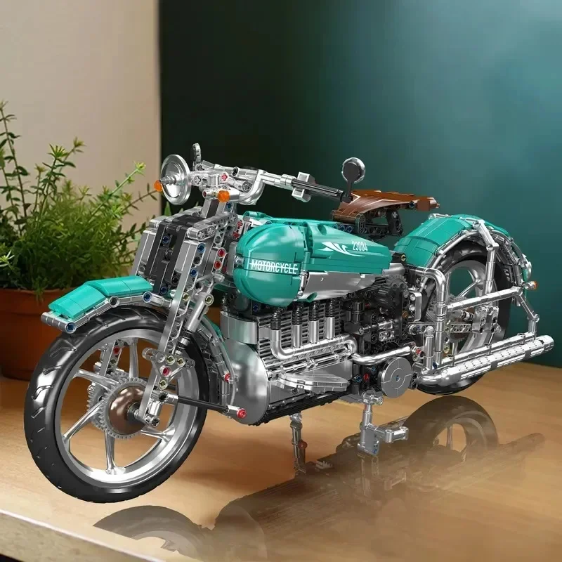MKing 23004 American Cruise Motorcycle Building Blocks Simulation Model Desktop Ornaments Assembly Toys Boys Creative Gifts
