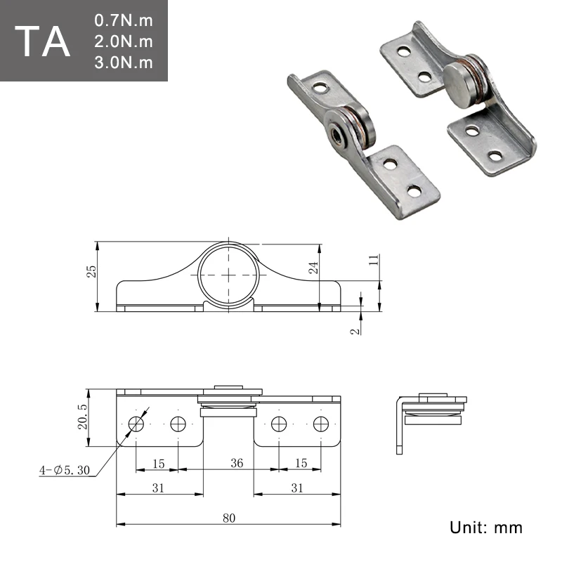 304 Stainless Steel Damping Hinge With Non Adjustable Torque, Stop Mechanism, And Positioning Support For Medical Equipment.