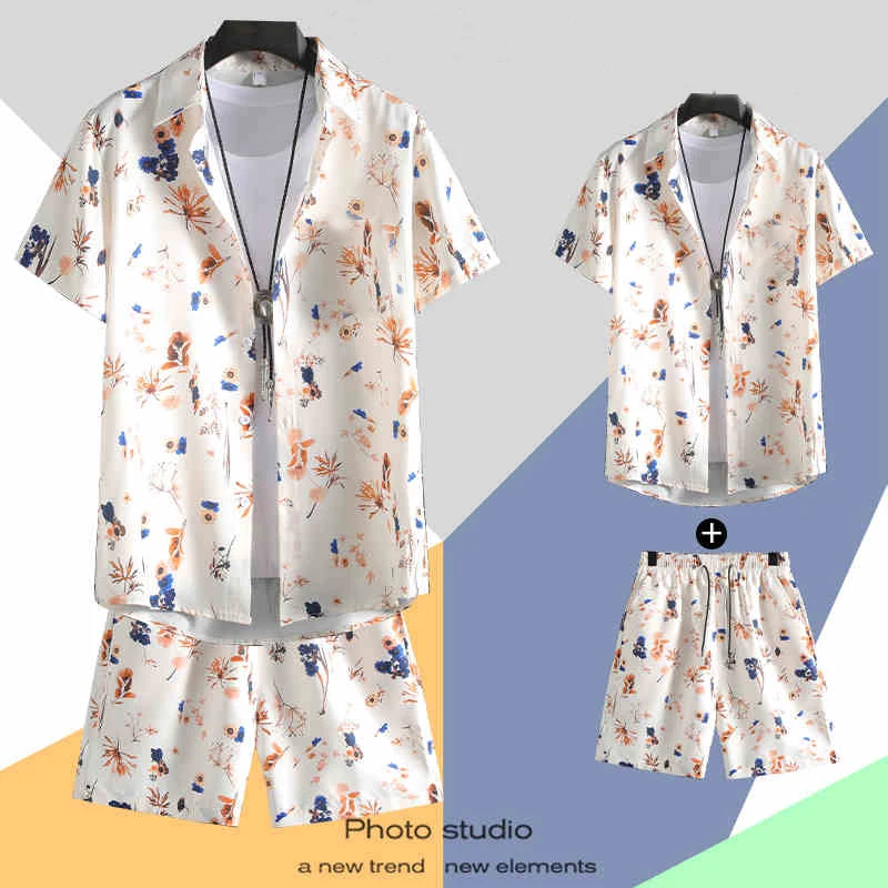 

3D Lemon Print men's Shirt set, Summer Fashion short-sleeved shirt, Casual Beach shorts, streetwear, Hawaiian Clothing