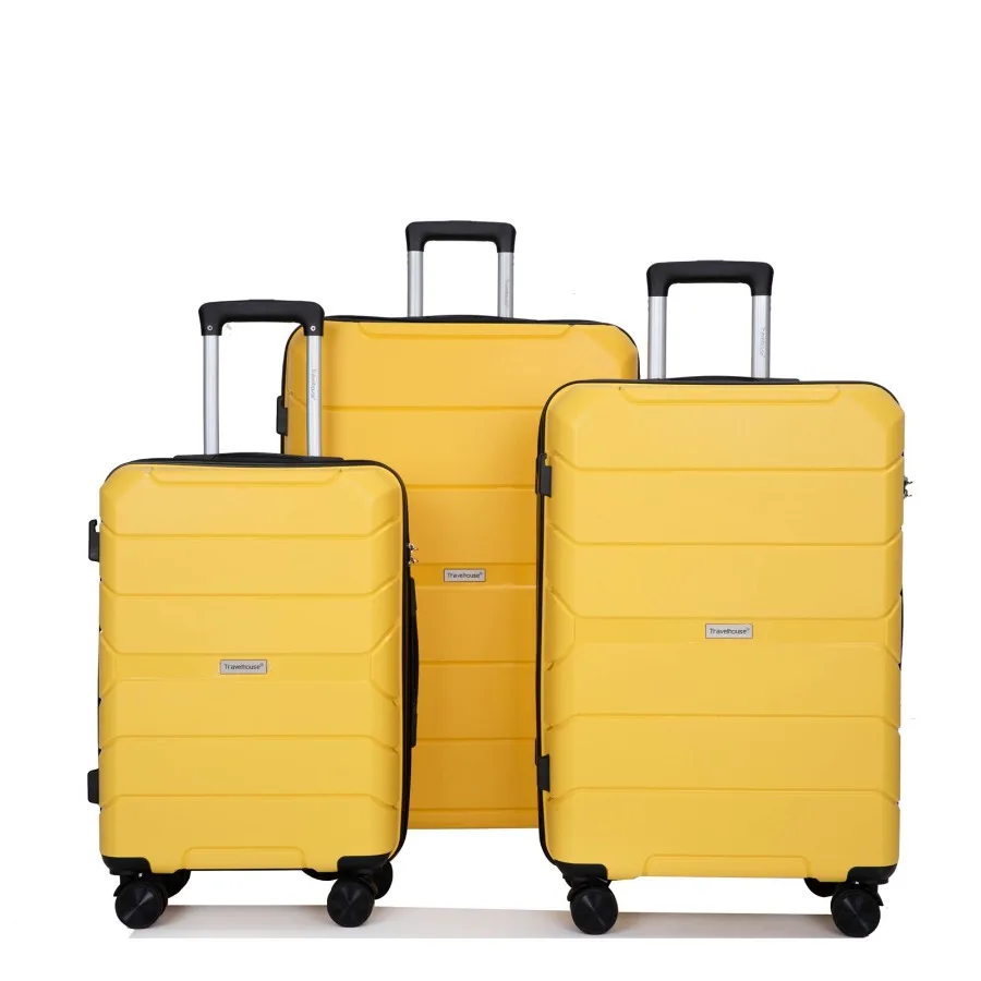 

Hardshell Suitcase Spinner Wheels PP Luggage Sets Lightweight Durable Suitcase with TSA Lock 3Piece Set 20 24 28 Yellow
