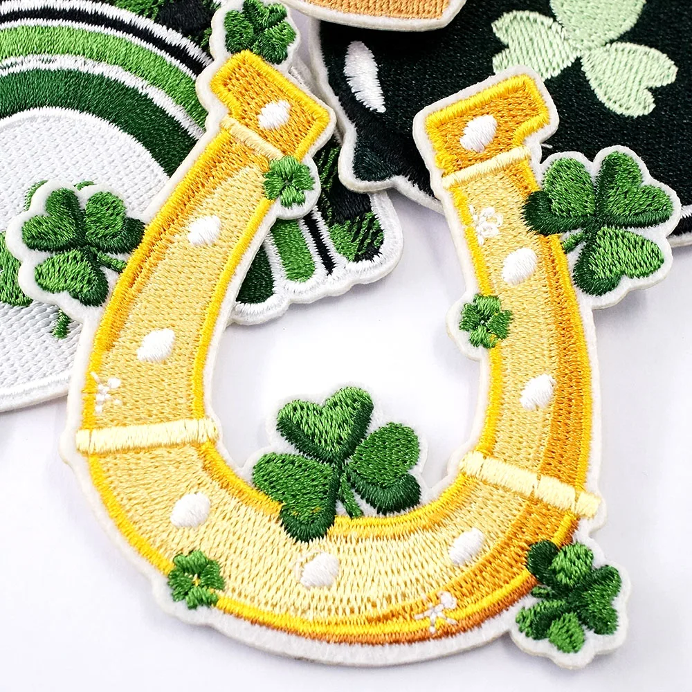 8Pcs/Lot Ireland Beer Leaf Flag Iron on Patches Cloth Embroidered Applique Sewing Clothes Apparel Accessories Patch