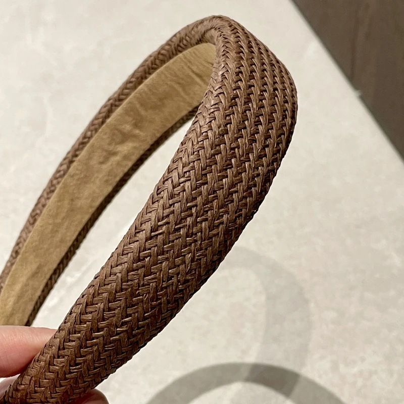 Bastgras-Stirnband, breites Kreuz, geflochtenes Haarband, einfarbig, Urlaubs-Stirnbänder, einfacher täglicher Damen-Haarschmuck – Detail 7