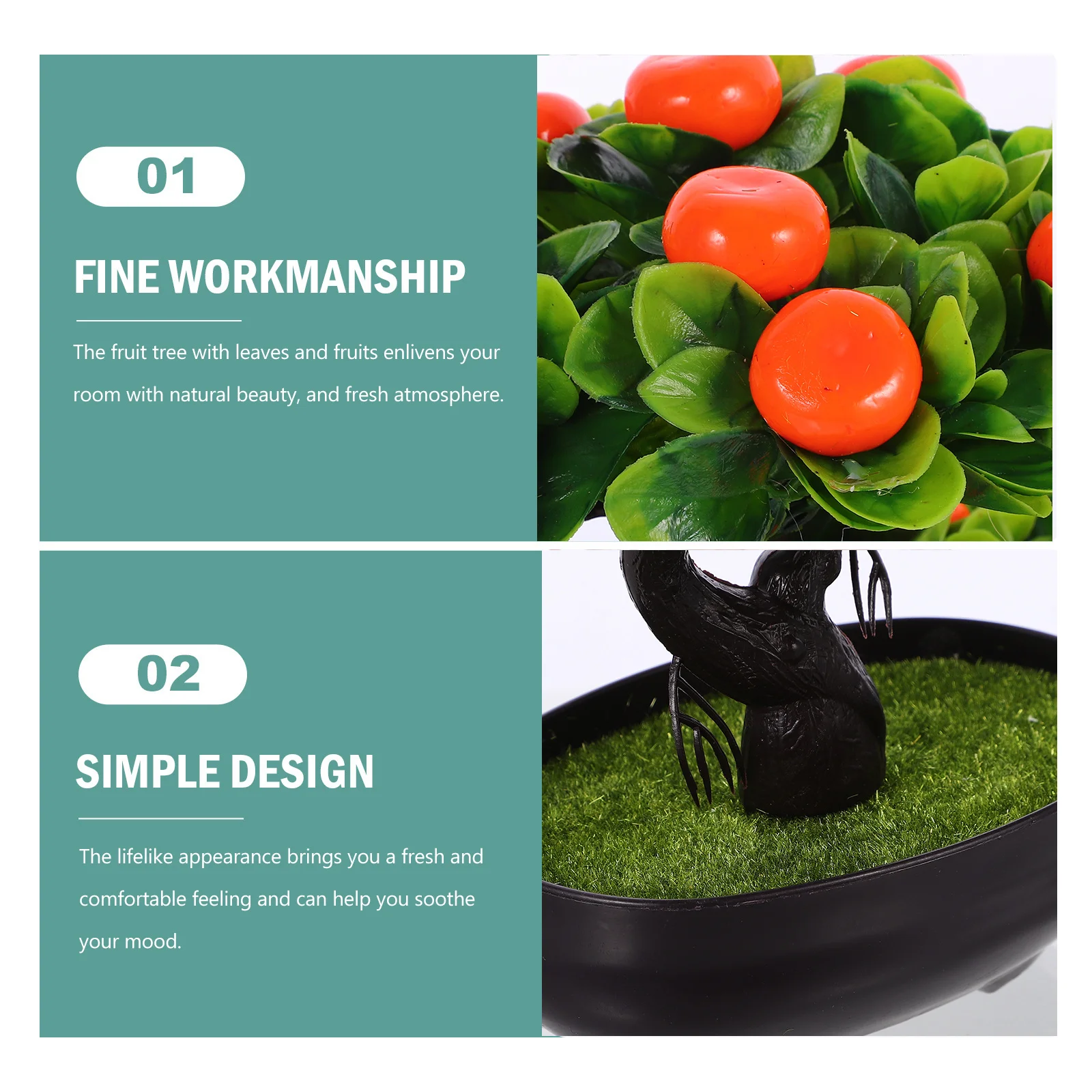 

Simulation Fruit Tree With Pot Realistic Artificial Potted Plant For Indoor Desktop Decor Home Office Fake Bonsai Adornment