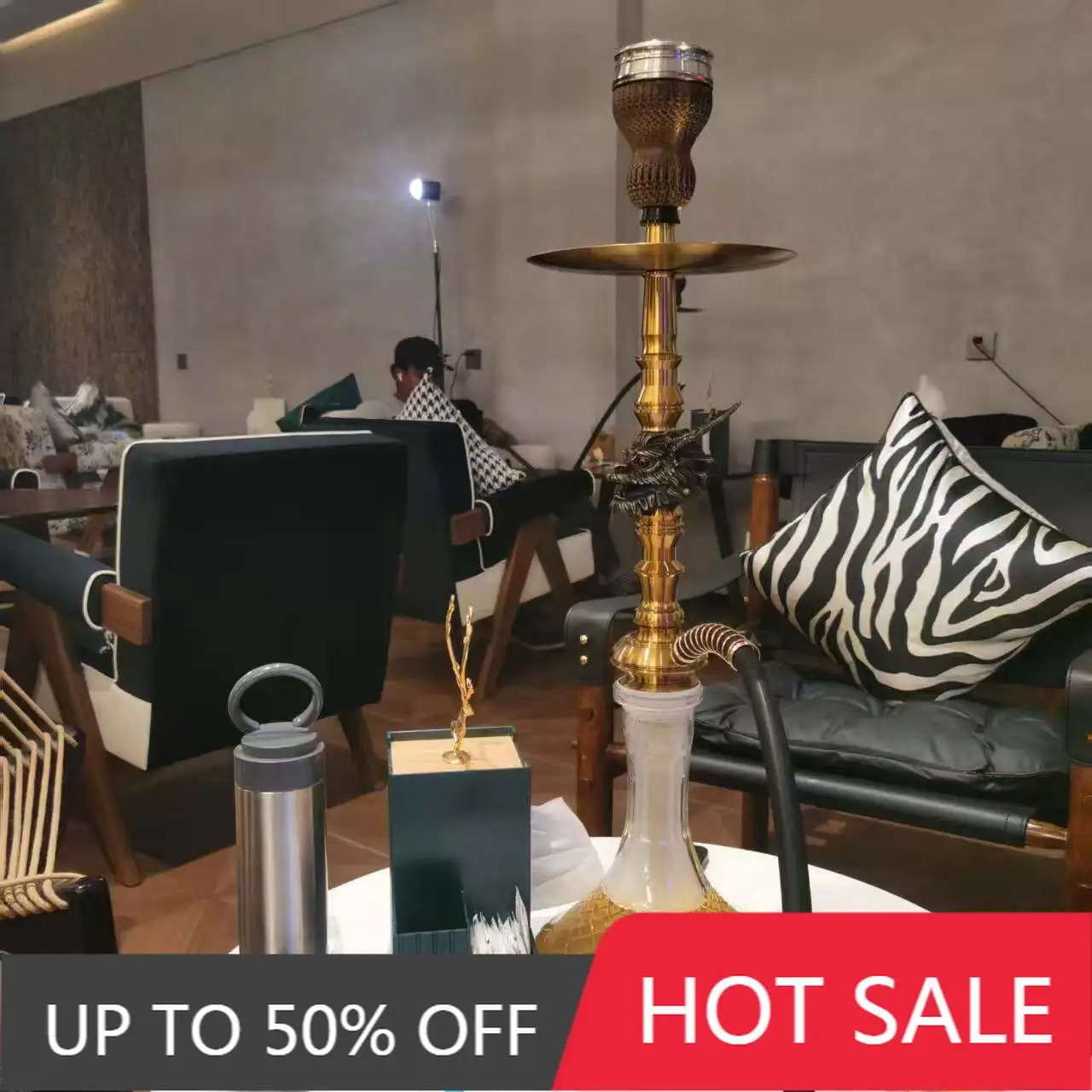 Maklaud Di-Lun Hookah Shisha Set High Quality 304 Stainless Steel Large Hookah With Glass Bottle Single Pipe
