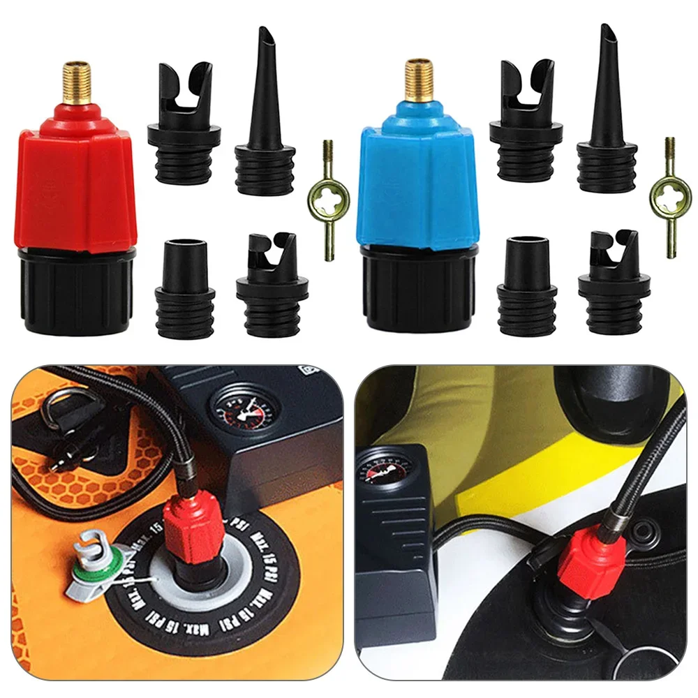 SUP Pump Adaptor Multifunctional Air Valve Adapter 4 Standard Nozzles for Inflatable Boat Bed for Stand Up Paddle Board