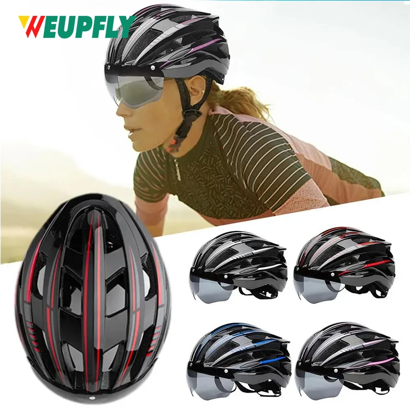 1PCS Bike Helmet with Detachable Magnetic Goggles UV Protective, Bicycle Helmet Men Women Mountain Road Adjustable Adult Cycling