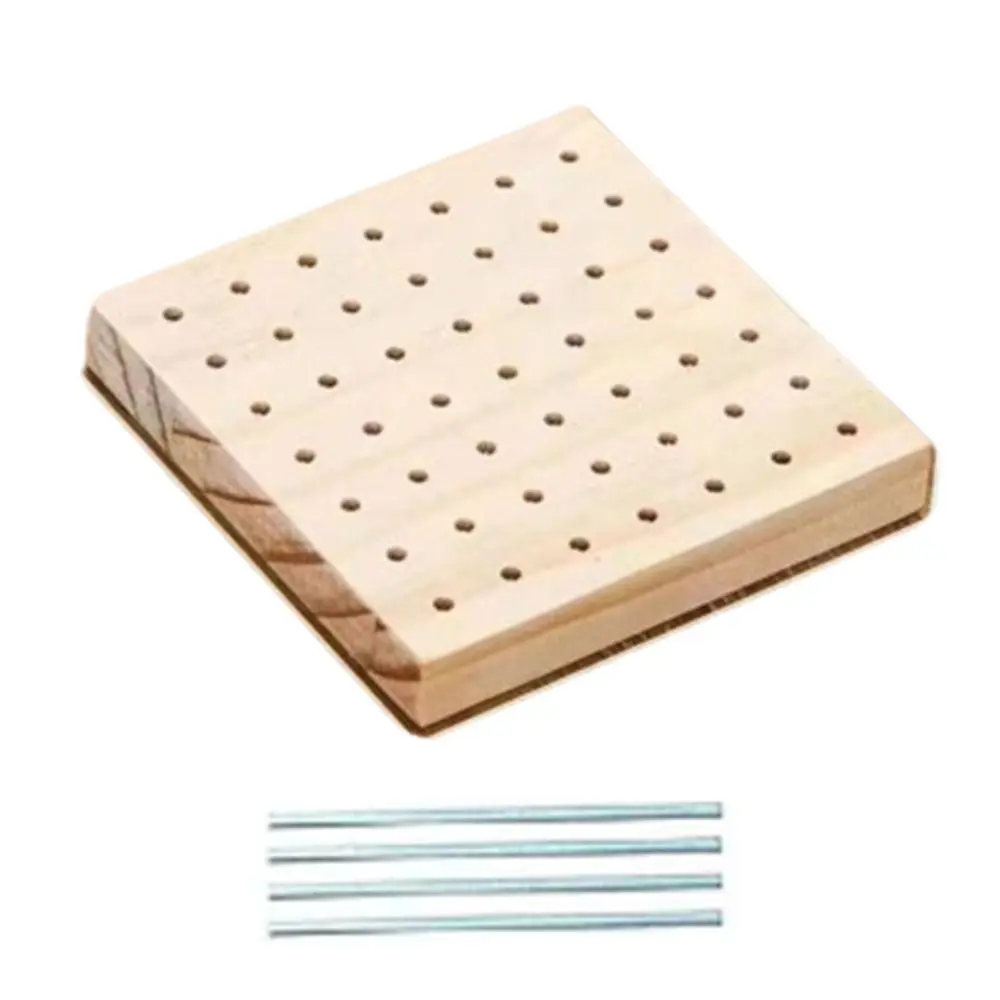 DIY Crochet Blocking Boards Wooden Square Knitting Board Weave Accessory with Stainless Steel Rod Knitting Blocking Mat