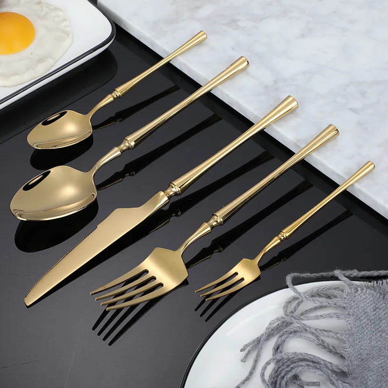 4/5pcs Bright 18/10 Stainless Steel Luxury Cutlery Set Dinnerware Tableware Knife Tea Spoon Fork Dishwasher Safe Utensils Gift