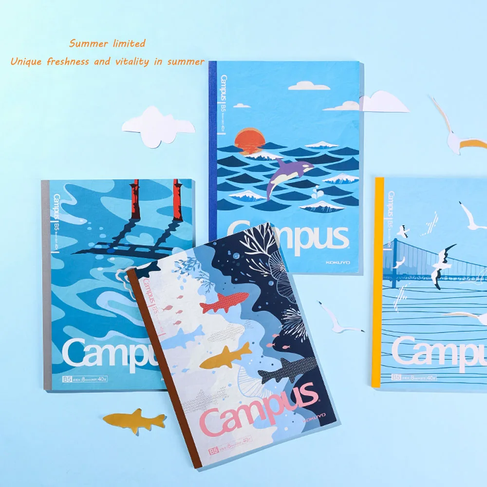 4 Japan KOKUYO Notebook Campus sea Street Summer Limited Wireless Binding Book B5 Student Art Notebook Japanese Simple Ins Style