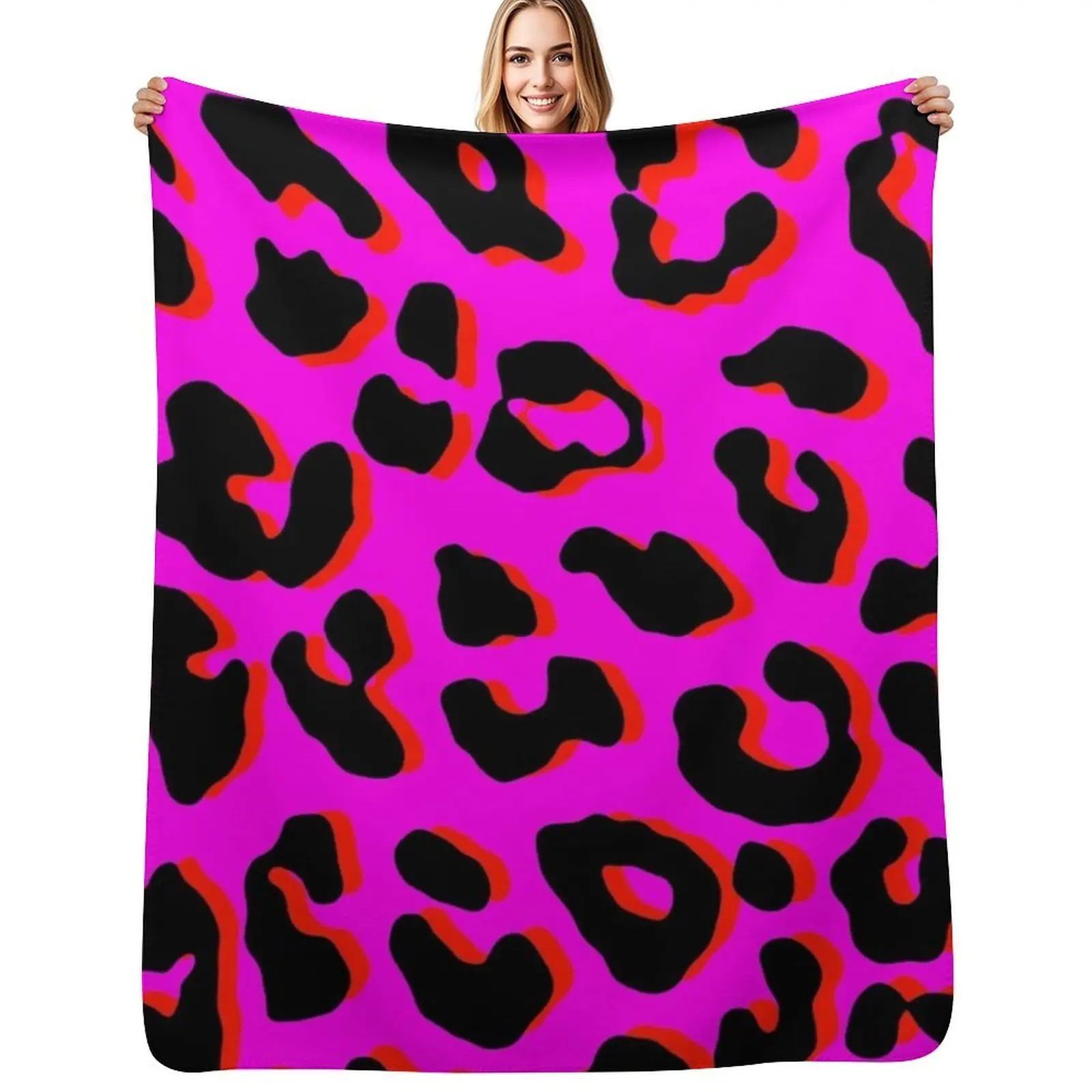 Leopard Print Pink Throw Blanket Cozy Sofa Blanket for TV Watching Napping