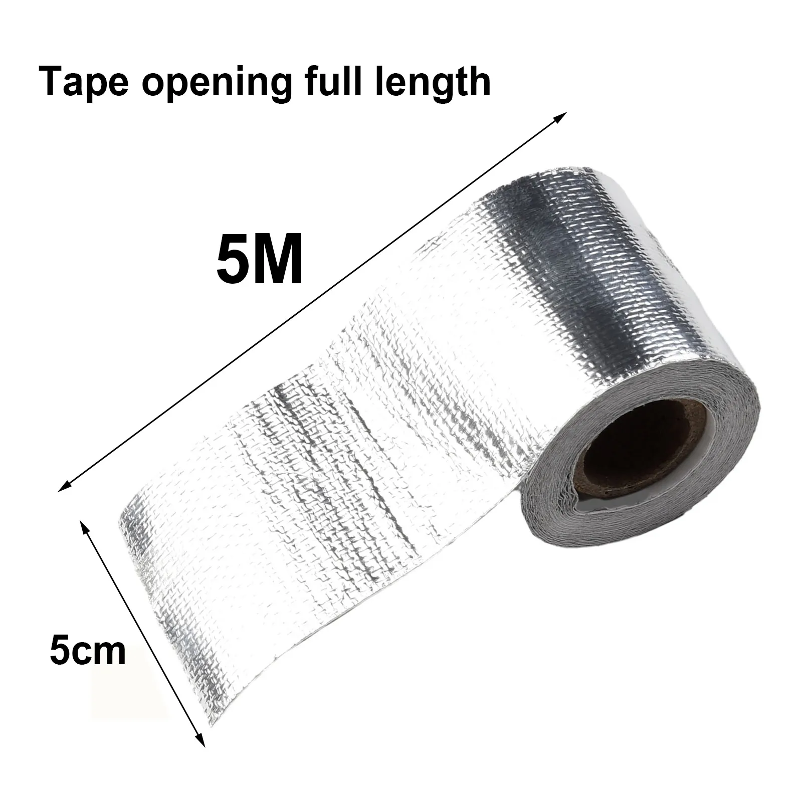 Exhaust Manifolds Heat Wrap Tape Thermal Wrap 5M*5cm And 6 Zip Ties Silver Car Accessories Thermal Protection Aluminum Foil Tape