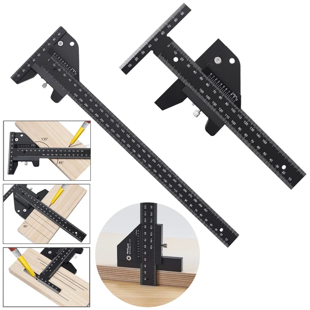 Multi Woodworking Sliding Gauge Aluminum Alloy Scribe Ruler Depth Gauge T-Square Scribing Measuring Tools Marking Gauge T Ruler