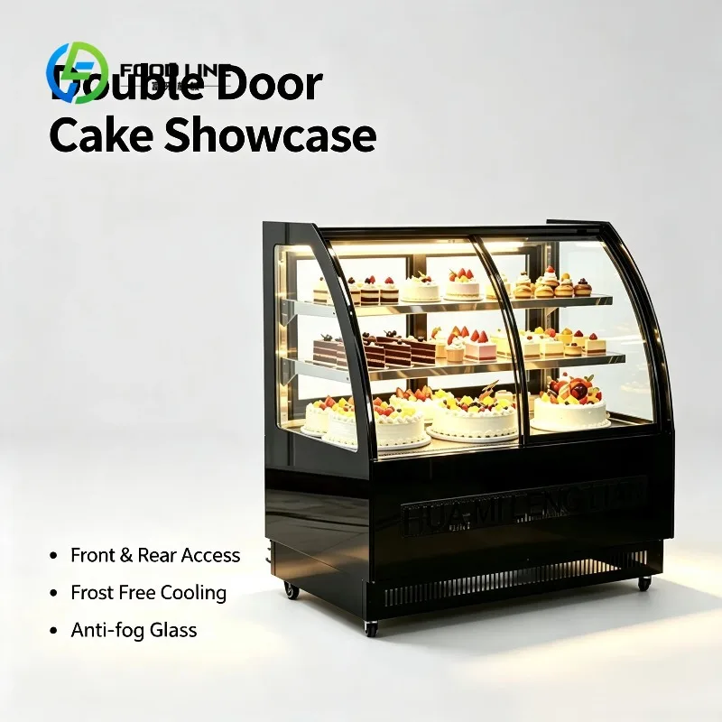 Custom Made Commercial Dessert Display Chiller Back Front Access Door Silent Air Cooling Pastry Showcase