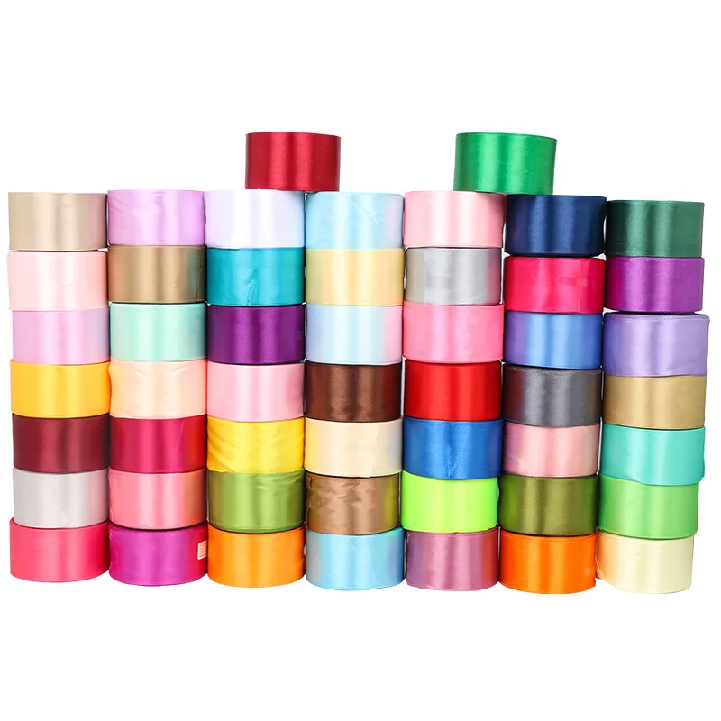 25Yards 4CM Wedding Ribbons Colored Satin Ribbons DIY Handmade Floral Bouquet Party Home Decorative White Red Green Blue Ribbons