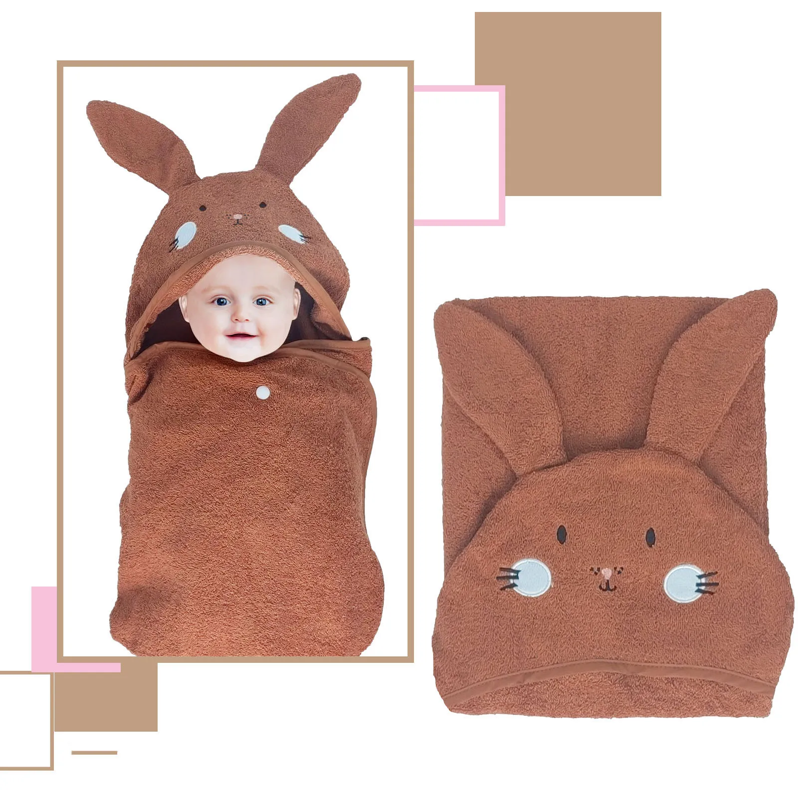 

Animal Toddler Baby Bath Hooded Towel Rabbit Cotton Soft Newborn Bathrobe Towel Sleeping Swaddle Wrap for Boys Girls