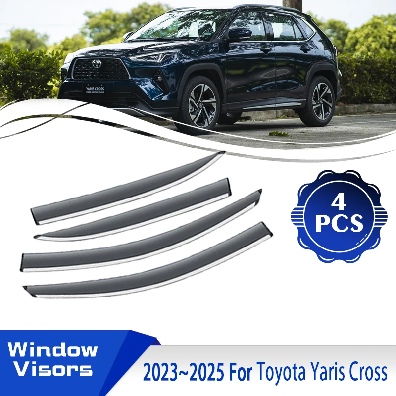 

Автомобильные оконные козырьки, подходят для Toyota Yaris Cross XP210 2020 ~ 2023, водонепроницаемый ветрозащитный козырек от дождя, дефлектор, затеняющее укрытие, автомобильные аксессуары