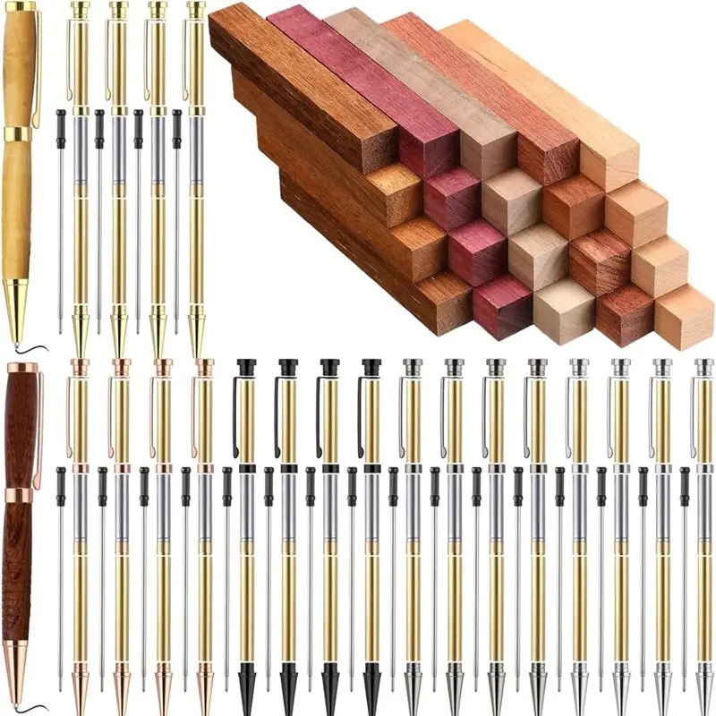 

ABKU-For Lathe Turning Starter-Package Woodturning Pen Kit- 10 Sets Project Supplies 7Mm Slimline Pencil With Refill For Crafts
