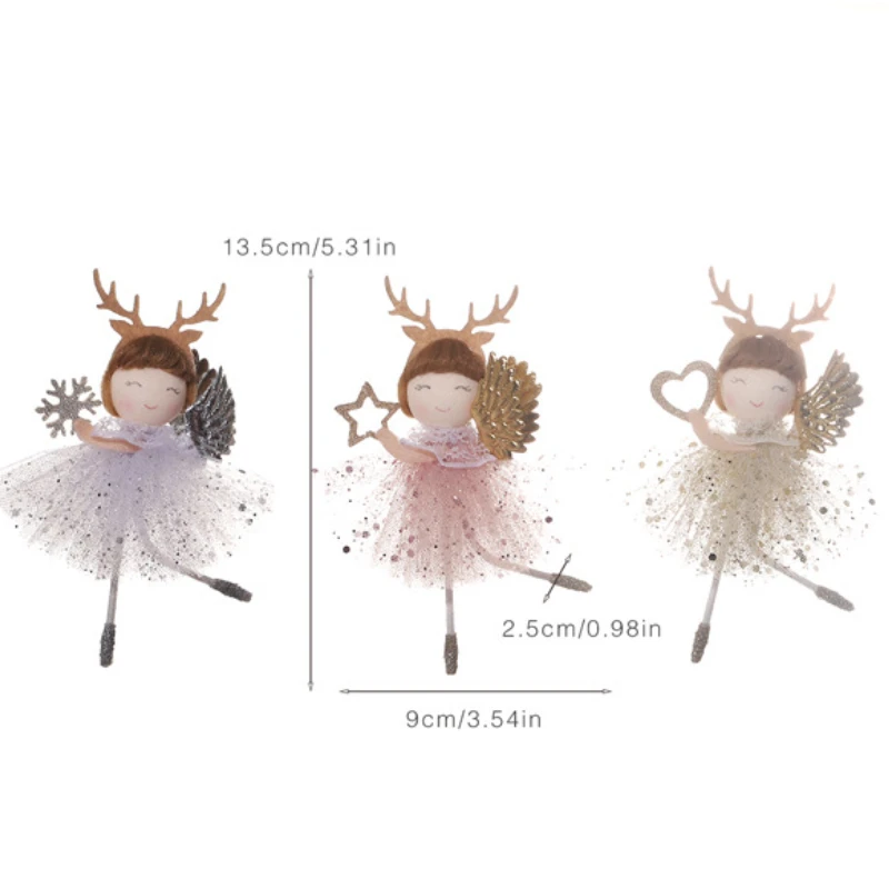New Year 2024 Gift Plush Angel Doll Christmas Tree Hanging Ornaments Christmas Angel Doll Decoration for Home Noel Navidad