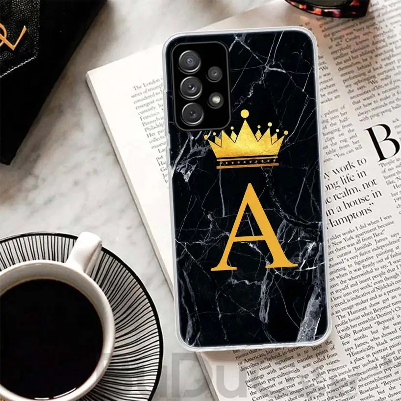 26 Letter Crown Custom A Cover For Samsung Galaxy A51 A50 A71 A70 Phone Case A21S A31 A41 A10 A20E A30 A40 A01 A11 A6 A7 A8 A9 C