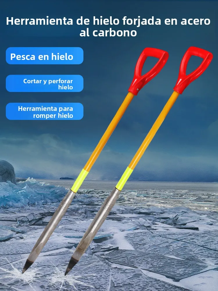 Herramienta de pesca en hielo para invierno, pico de hielo triangular, taladro para hielo para exteriores, perforación de agu...