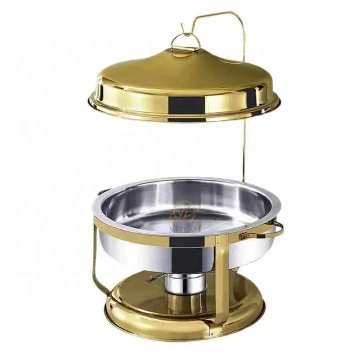 

Gold Buffet Chef Hot Pot Deluxe Hanging Decorative Fancy Food Heater Set Hanging Furnace