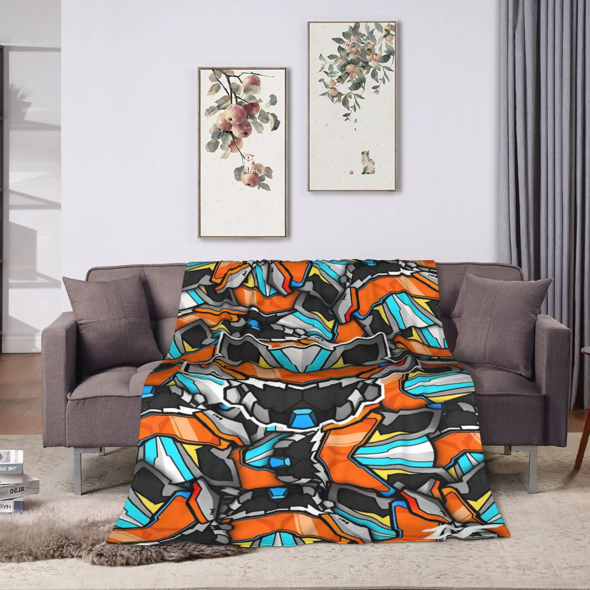 Orange Tech Texture Kamen Rider Blankets  Warm Soft Plush Bedding Throws For Couch Bed Travel Flannel Bedspread Bed Cover