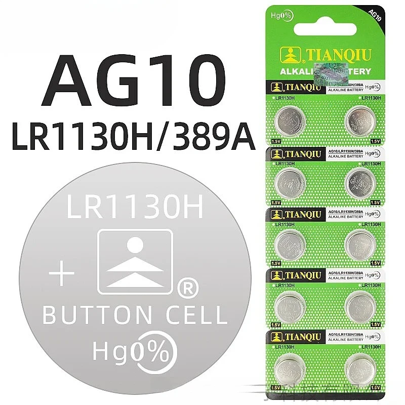 2-50PCS AG10 LR54 1.55V 78mAh Cell Coin SR54 389 G10189 LR1130 SR1130 V10GA Alkaline Button Batteries for Watch Toys Remote