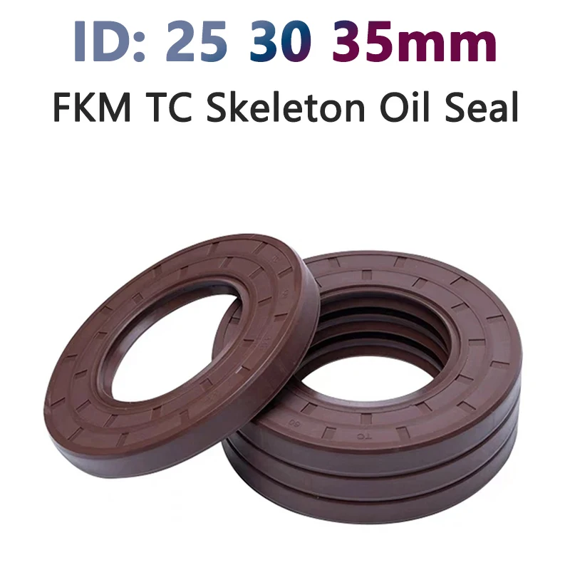 

1/5pcs ID 25mm 30mm 35mm Brown Fluorine Rubber TC Skeleton Oil Seal FKM High Temperature Gasket Acid Resistance OD 36-62mm