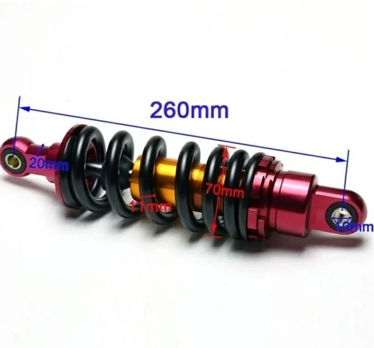 260mm Rear Back Shock Absorber for PIT DIRT BIKE Motorbike Heavy 1000LBS damping Rear fit for Dirt Pit Bikes Red + black