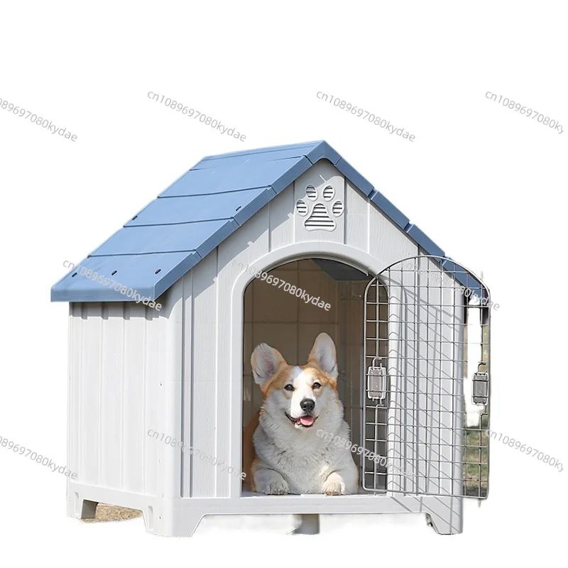 

Outdoor Large Dog House Heavy-Duty Waterproof Plastic Kennel All-Weather Insulated Shelter with Door for Backyard Easy Assembly
