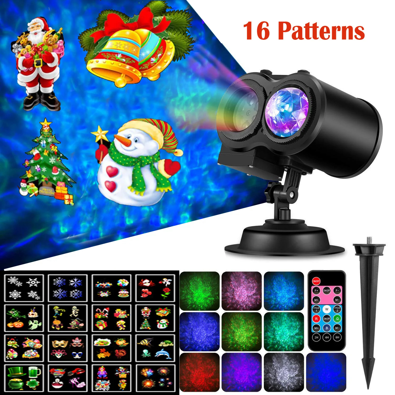 

16 Cards Halloween Projector Lights Outdoor Indoor Light with Remote Control for Party Garden Halloween Xmas Holiday Landscape