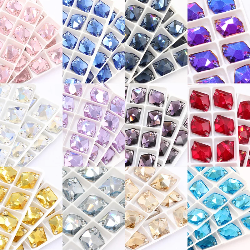 28/24/15 Pcs Cosmic Fancy Sewing Rhinestone Flatback Clothes Decoration Sticker 13x17MM Multiple Colorful Crystal For Needlework