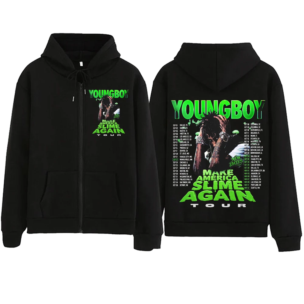 Youngboy Never Broke Again Mask Zipper Hoodie Harajuku Pullover Tops Streetwear Sweatshirt