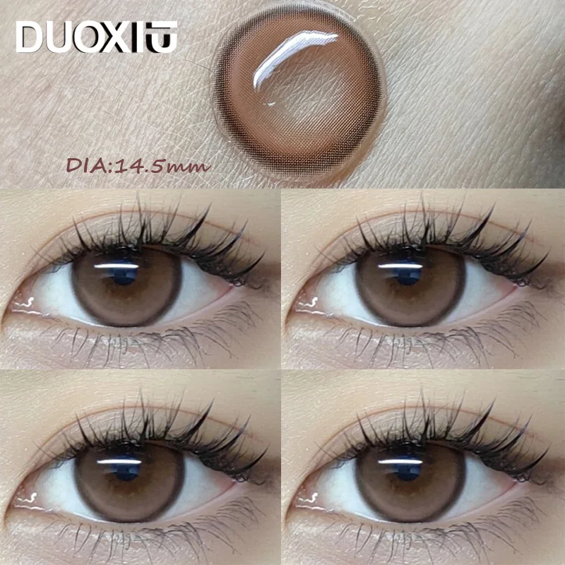 DuoXiu 1 Pair New Eyes  Myopia Contacts Lenses with lentile contact color Brown Lenses 1 Year service life Free Shipping