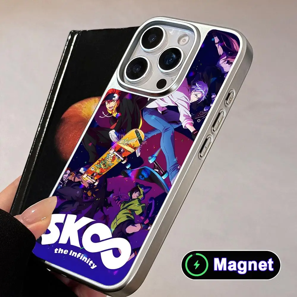 

SK8 Infinity Phone Case for iPhone 17 16 15 14 13 12 11 Air Pro Max Plus Electroplated Silver Magsafe Cover