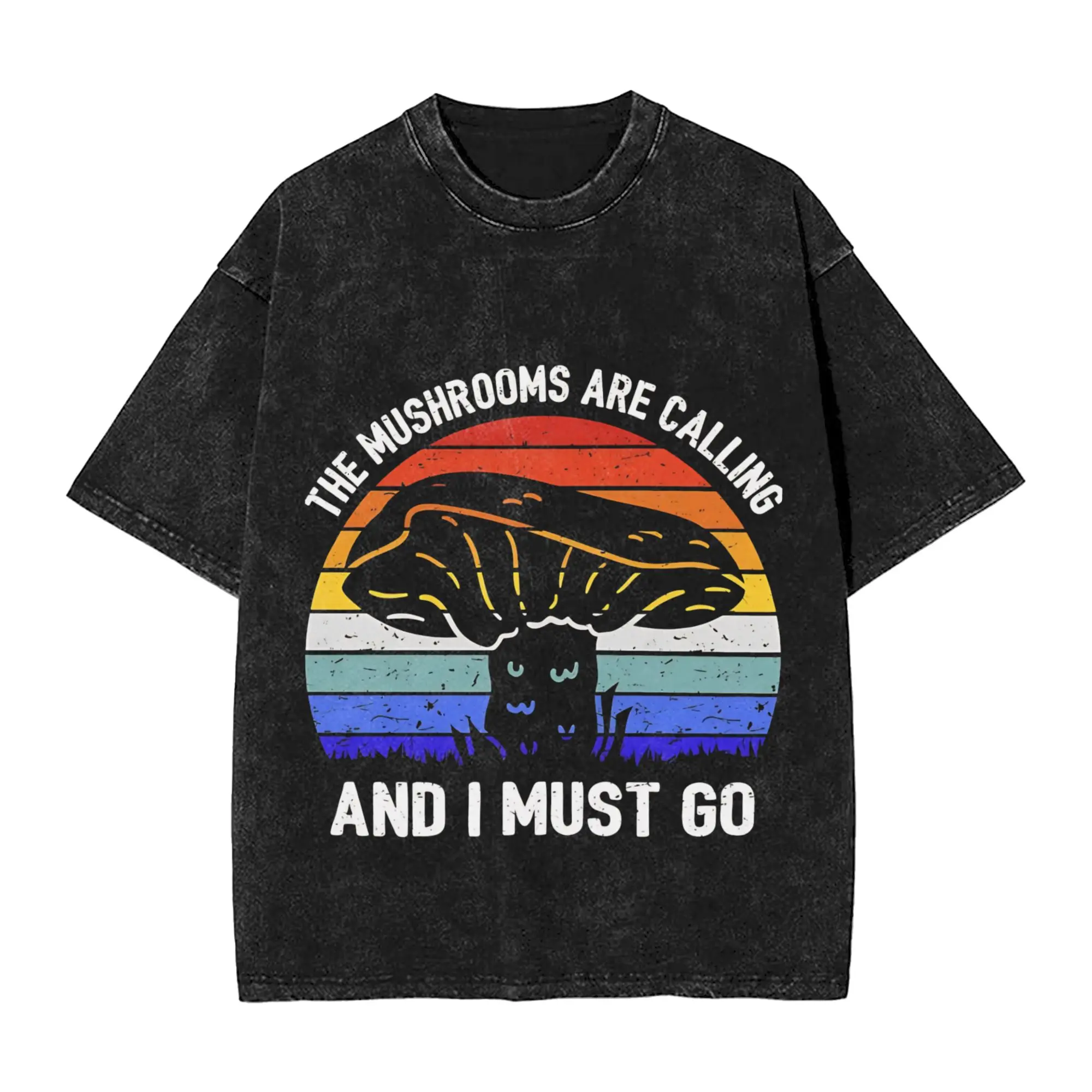 Mushrooms Are Calling Washed T Shirt Streetwear Hip Hop Novelty T-Shirt  Tees Tops for Men Women 100% Cotton Streetwear