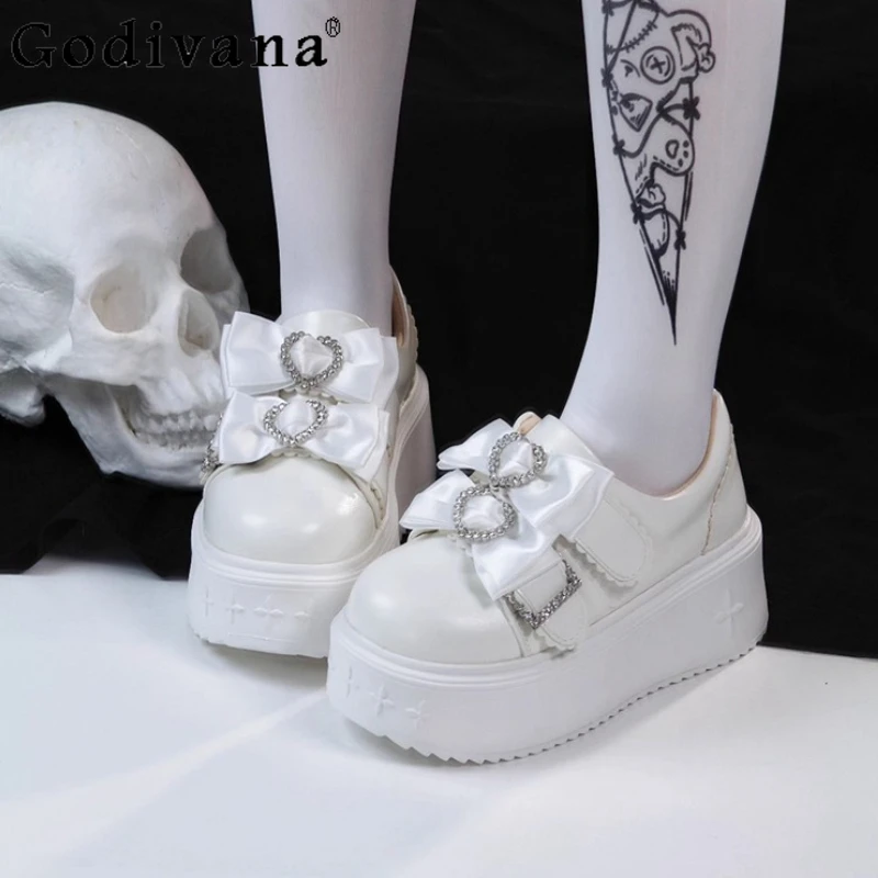 

Original Japanese Mine Mass-Produced White Lolita Platform Shoes Autumn Winter New Sweet Cute Fleece Thick-Soled Shoes Y2k Pumps