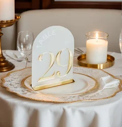 Arched Shape Table Numbers - Gold Wedding Table Numbers with Stands - 3D Table Numbers - Wedding Reception Decor