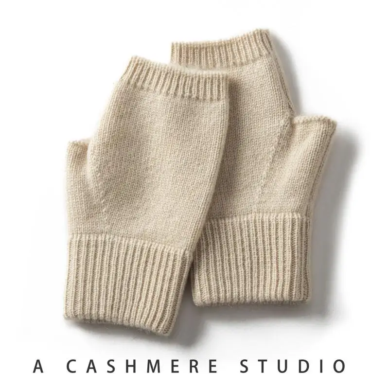 Picture 4: Winter 100% 100% Merino Wool Gloves Knitted Fingerless Gloves Outdoor Thermal Half Finger Mittens Keep Warm Cashmere Mittens