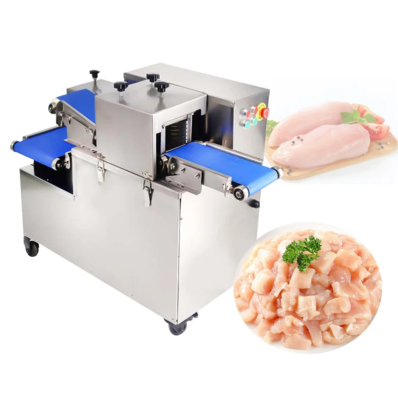 Automatic Fresh Meat Dicing Machine 3 Blade Group One Time Forming Meat Dicer Commercial Meat Cutter For Pork Beef Mutton Chicke