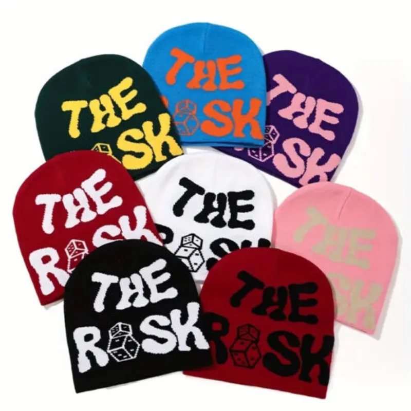 Y2K Beanie Hat The Risk Dome Cap New Multiple Colors Hip Hop Skull Cap Knit Gift