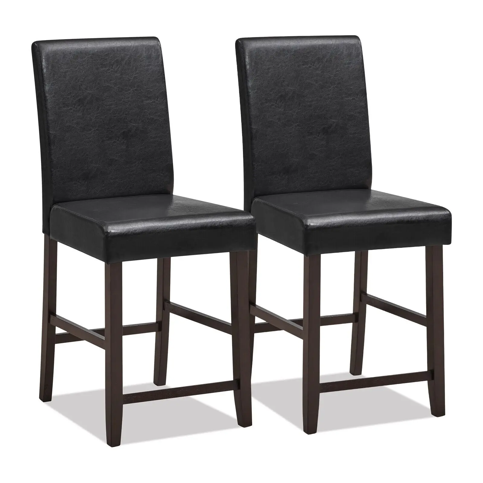 GOFLAME Set of 2 Bar Stools PU Upholstered Bar Counter Height Chair Kitchen Dining Chair