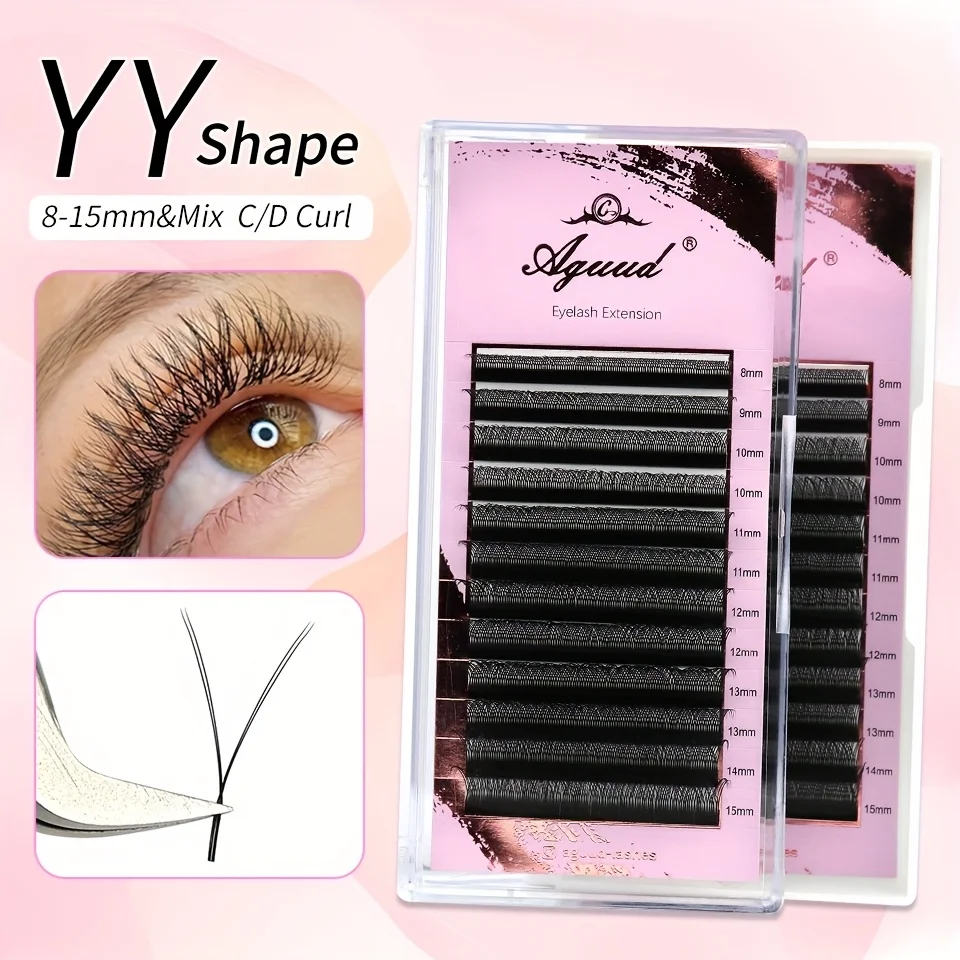 

Aguud Y Shape Eyelashes Extension 0.07mm C D YY Eyelash Double Tips Cilia and Brazilian Volume Soft Faux Mink YY Lashes Y Cilios