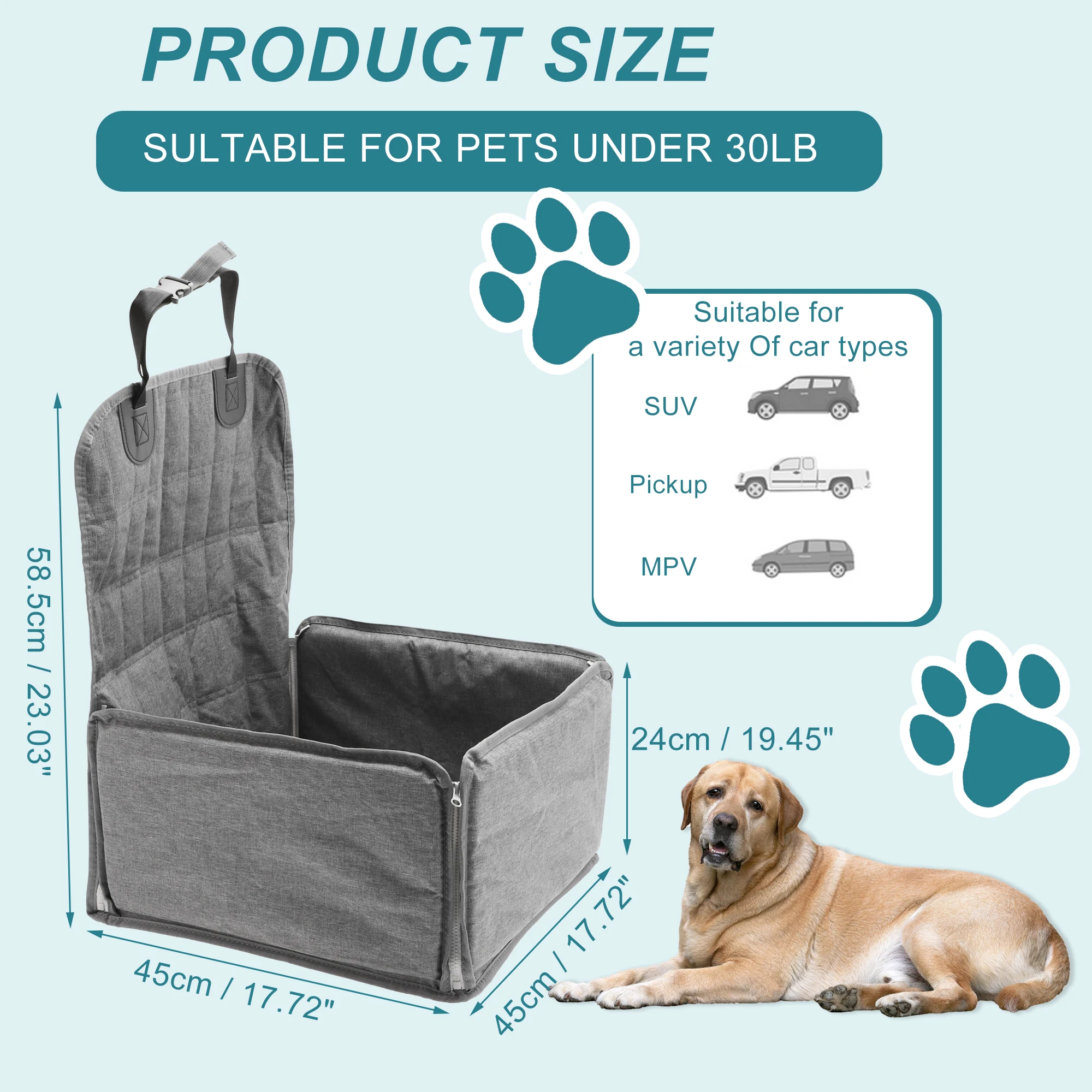 UXCELL Fashion Dog Car Seat Cover for Back Seat Dog Beds Mats Waterproof Dog Hammock for Car SUV Truck Pickup