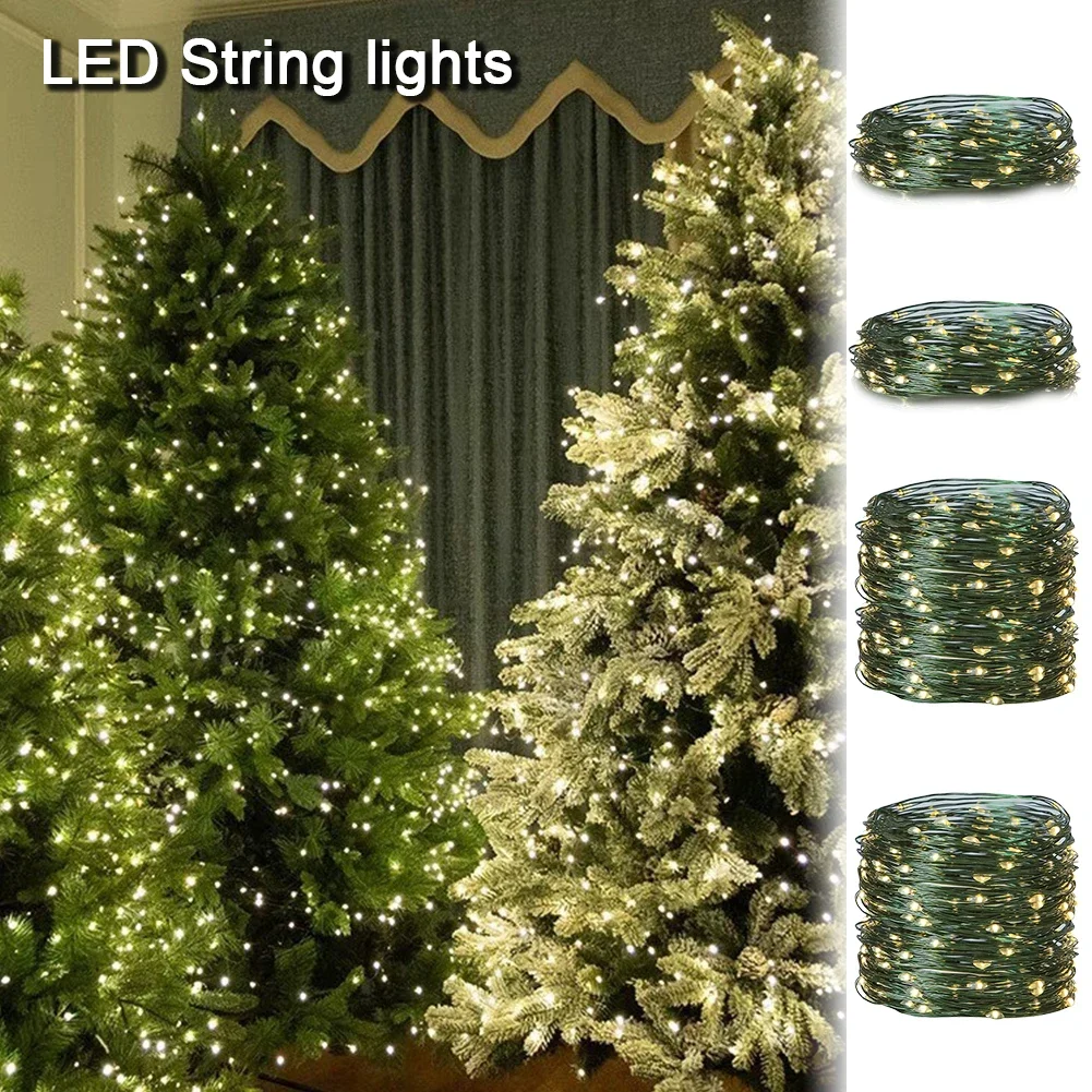 30/40/50M LED String Lights Silver Wire Fairy Lights Garland For Outdoor Street New Year Christmas Tree Garden Party Decoration