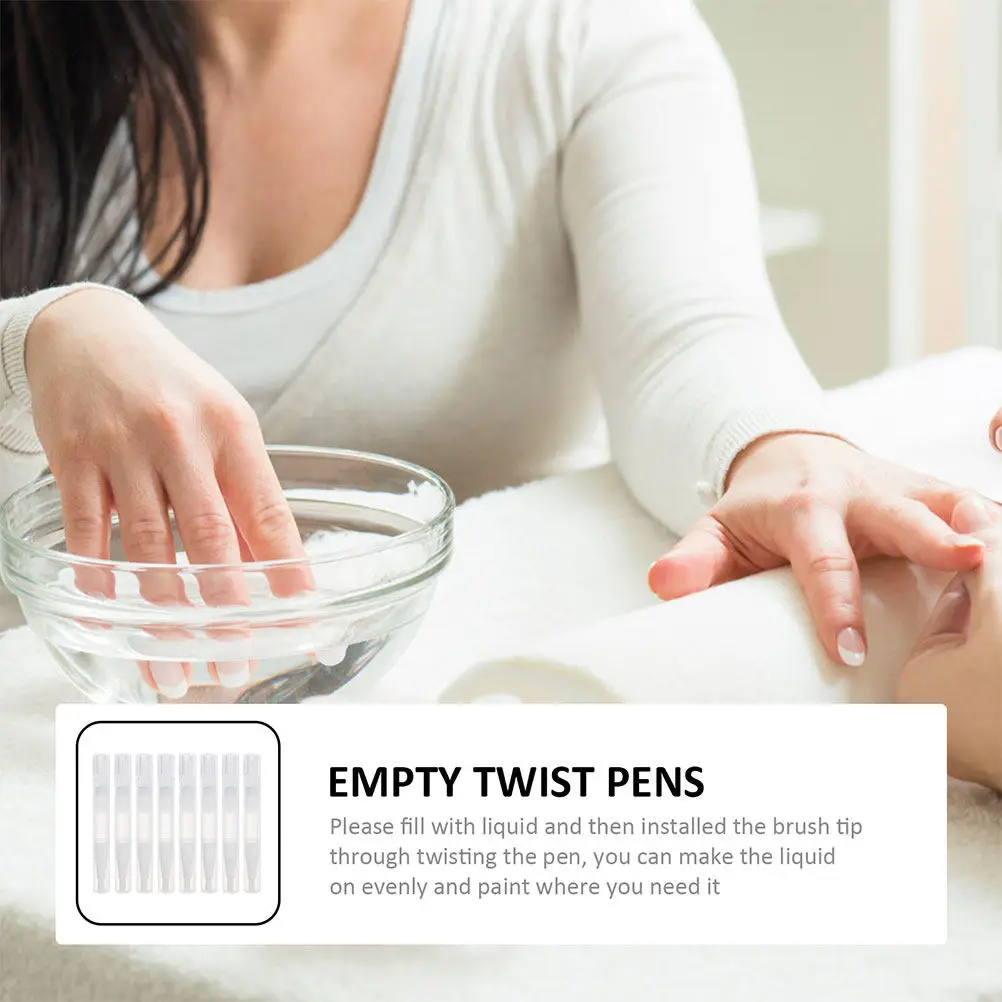 8Pcs Empty Nail Oil Pens Plastic PP Brush Tip Cuticle Oil Holder Portable Manicure Tool Nail Art Brush Pen Lip Gloss Tube