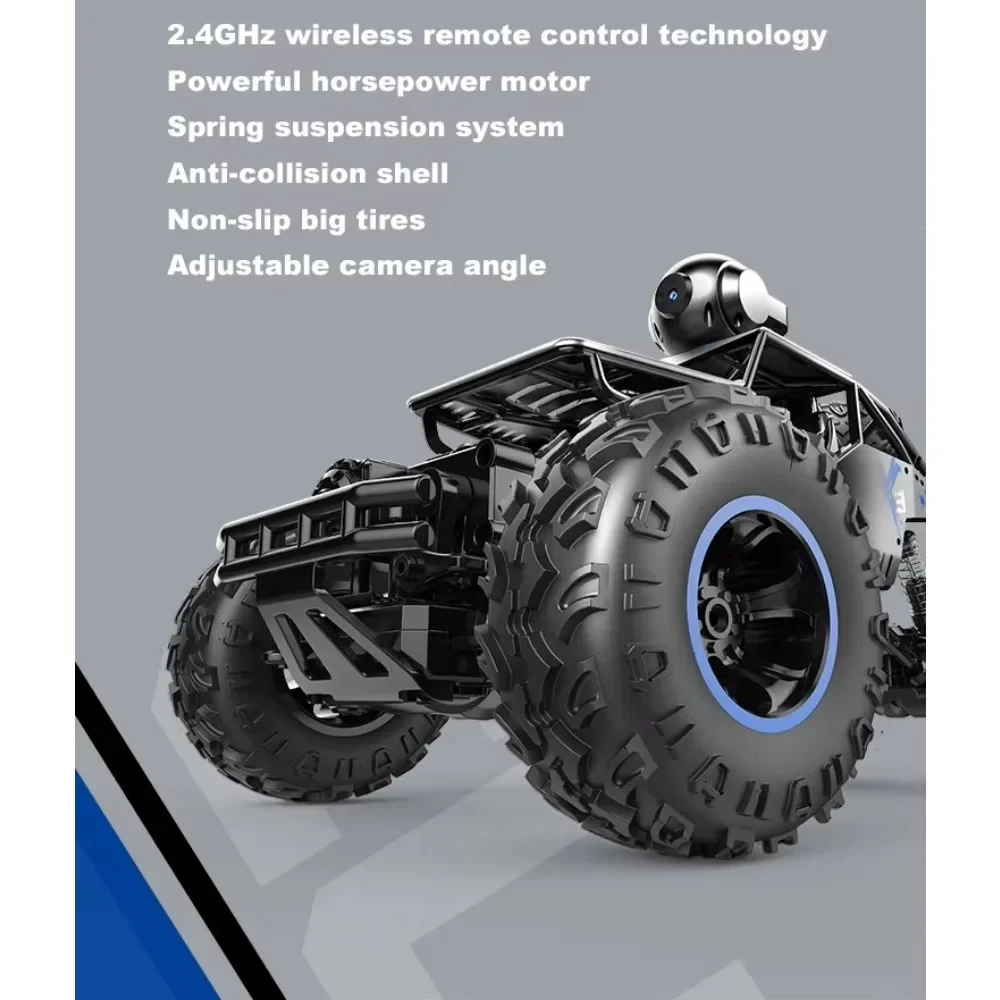 Mobil Remote Control 2.4Ghz 1/16 4WD, mobil Remote Control dengan kamera HD FPV & kontrol ganda Mode RC untuk anak-anak, dewasa-hitam