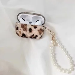 Pearl Earbuds Cases For 2024 Airpods 4 3 Leopard Pendant Headphone Protective Cover For Apple Airpod Pro 2 1 3rd Generation Case