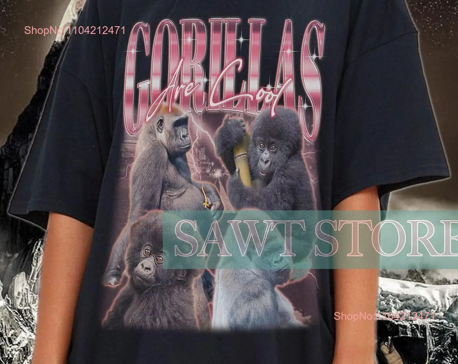 GORILLAS T Shirt Hip Hop Style 90s Cute Lover long or short sleeves