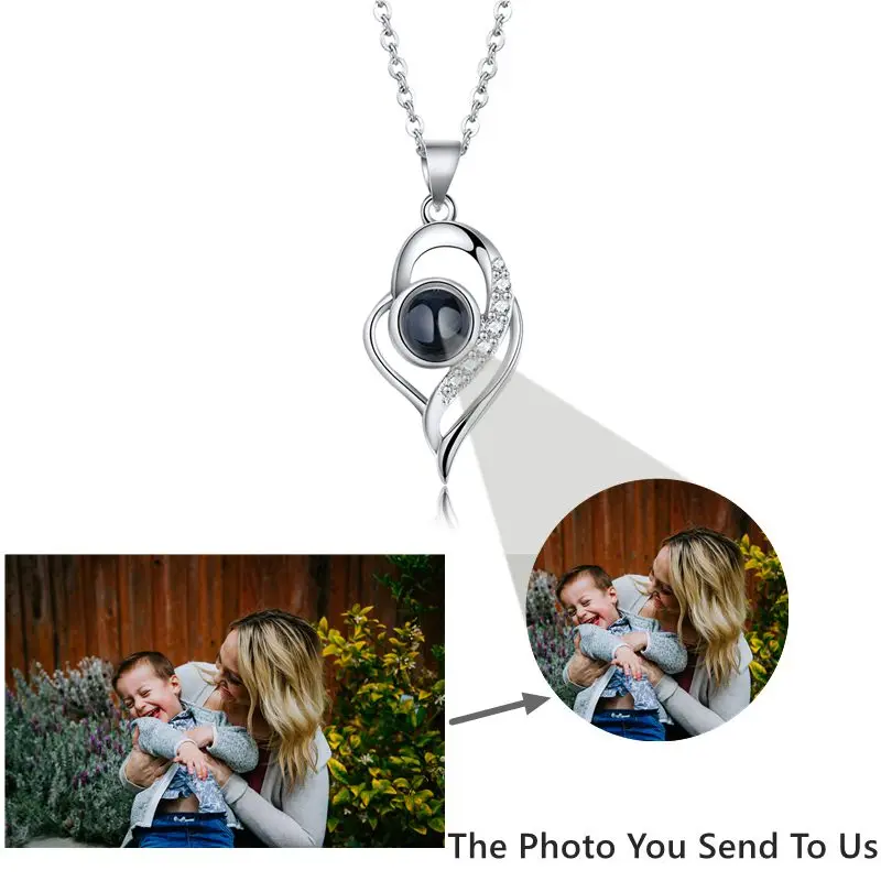 Personalized Necklaces Customized Photo Projection Heart Pendant Necklace for Women Lover Jewelry Memory Gift Custom Products